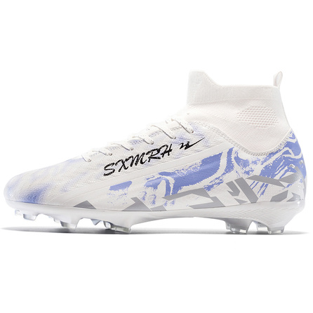 Double Star Fashion Trendy Versatile Professional Match Training FG (Rubber Studs) Cushioning Wrapped Wear-Resistant Lightweight Soccer Cleats Unisex White