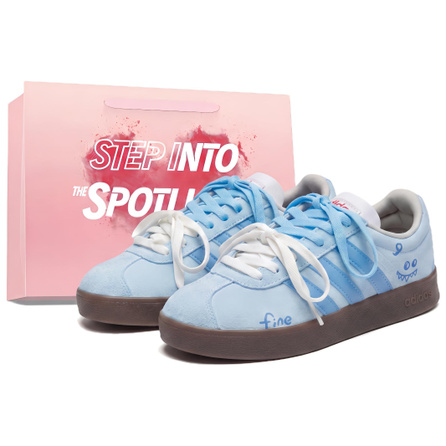 Custom Sneakersadidas Vl Court Classic Smile Teeth Lover Couple Trendy Fresh Campus Cute Style Wear-Resistant Lightweight Breathable Low-Top German Training Shoes Unisex Blue