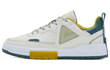 PEAK Slip-Resistant Cushioning Abrasion-Resistant Low-Top Skateboard Shoes Men's Beige White Green
