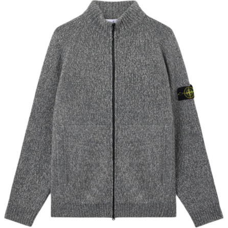 STONE ISLAND Stand Collar Two-Way Zipper Loose Fit Long Sleeve Knit Sweater Men's