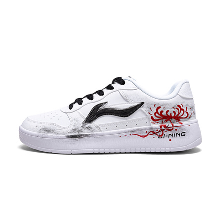 Custom SneakersLiNing Spider Lily Graffiti Personality Trendy Fashion Lightweight Breathable Low-Top Skate Shoes Men's Red/White