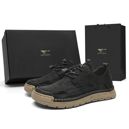 SEPTWOLVES Winter Classic Hole Street Style Retro Fashion Trendy Personality Versatile Niche Camping Hiking Beach Comfortable Breathable Lightweight Soft Sole Shock-Absorbing Wear-Resistant Low-Top Casual Shoes Men's