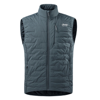 Jeep Casual Series Basic Minimalist Thickened Design Creative Brand Logo Windproof Waterproof Sleeveless Vest Warm Daily Commute Hiking Walking City Functional Stand Collar Vest Unisex Темно-серый