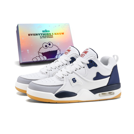 SESAME STREET Fashion Trendy Versatile Classic Minimalist Splicing Support Lightweight Wear-Resistant Practical Running Sports Basketball Comfortable Fit Commute Couple Thick Sole Height-Enhancing Gift Box Lifestyle Casual Shoes Unisex