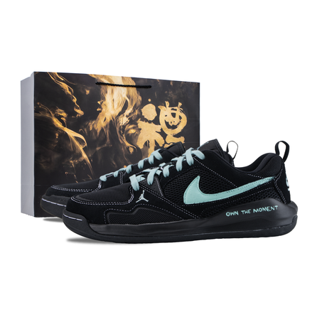 [Custom Sneakers] Jordan CMFT Era Deep Abyss Special Gift Bag Black Ice Contrast Cool Versatile Practical Low-Key Street Hand-Painted Graffiti Lifestyle Casual Shoes Unisex Cyan Black