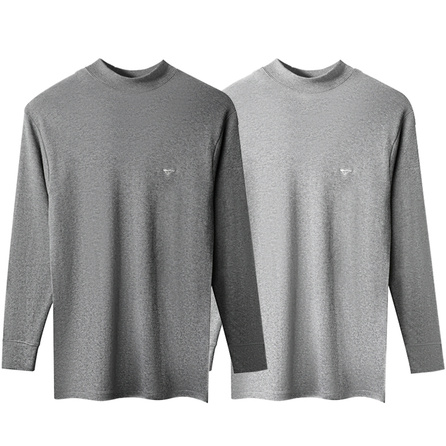 SEPTWOLVES Mid-Neck Windproof Underwear Simple Solid Color Base Layer Cotton Shirts Men's 2-Pack