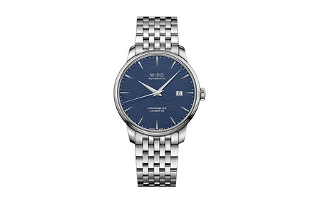 MIDO Baroncelli Automatic Mechanical Movement COSC Certified Men's Watch Swiss Made 40mm Blue Dial Stainless Steel Case Stainless Steel Bracelet