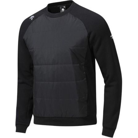 DESCENTE Color Block Solid Color Logo Print Slim Fit Round Raglan Sleeve Warm Long Sleeve Sweatshirt Unisex Black