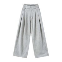The Simpsons American Retro Brand Logo Basic Elastic Waistband with Small Logo Wide Leg Drape Stretch Fleece-Lined Contour Accommodating Style Adaptable Daily Commute Minimalist Casual Pants Unisex Светло-серый плюс бархат