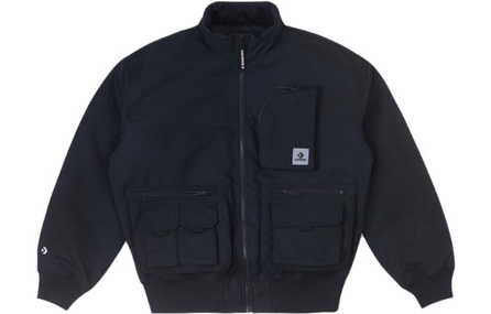 Converse Solid Logo Multi-Pocket Casual Down Jacket Men's Black