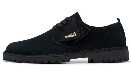 Clarks Cow Split Leather Clarks Originals Desert Series Anti-Slip Low-Top Casual Shoes Men's Black