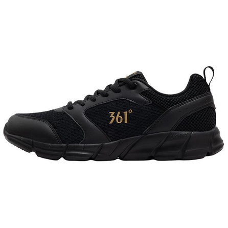 361° Simple Fashion Sport Breathable Lightweight Rebound Low-Top Casual Training Long Distance Running Shoes Men's Black Gold