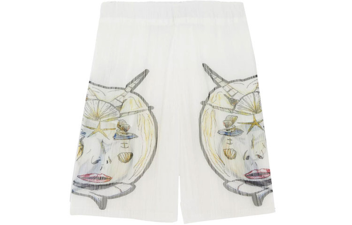Burberry Marine Sketch Sheer Plisse Shorts