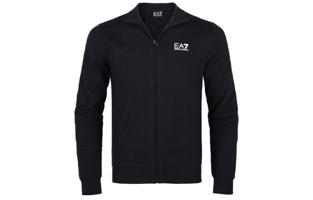 EMPORIO ARMANI EA7 Men Logo Print Stand Collar Casual Jacket Black