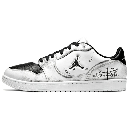 Custom Jordan COURT CONNECT Gray Stain Cross Vintage American Retro Comfortable Versatile Commute Cushioned Breathable Low-Top Skate Shoes Unisex Black White