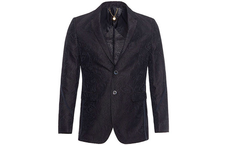 DAVID NAMAN Subtle Jacquard Slim Fit Blazer Men's Navy Blue