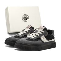 Palladium Cow Split Leather Fabric Classic Retro Outdoor Series Skateboard Commute Shoes Fashion T-Toe Shoes Stitched Side Strip Rubber Sole Anti-Collision Anti-Slip Wear-Resistant Skate Shoes Low-Top Casual Shoes Unisex Черный и серый [рекомендуется брать меньший размер]