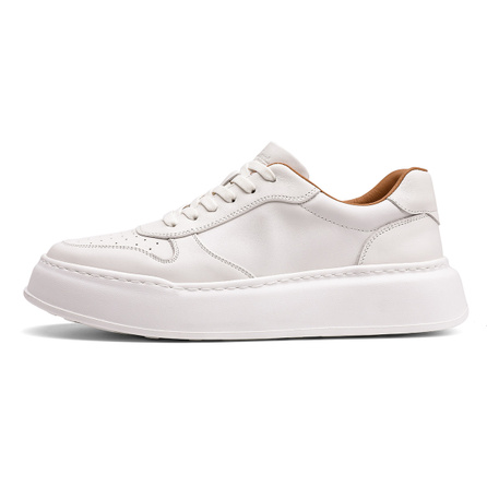 S. T.DUPONT French Dupont White Sneakers Top Grain Cow Leather American Casual Fashion Trendy Classic Campus Style Spring Versatile Sneakers Street Style Low-Top Canvas Shoes Men's White/Beige