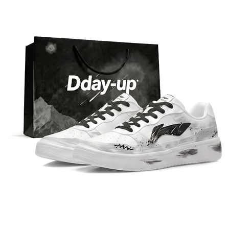 [Custom Sneakers] Li-Ning Floating Boat Turbid Ink Wild Journey Gift Bag Edition Summer Commute Couple Graffiti Culture Hand-Painted Distressed Preppy Style Trendy Versatile Wear-Resistant Breathable Low-Top Skate Shoes Unisex Black Grey