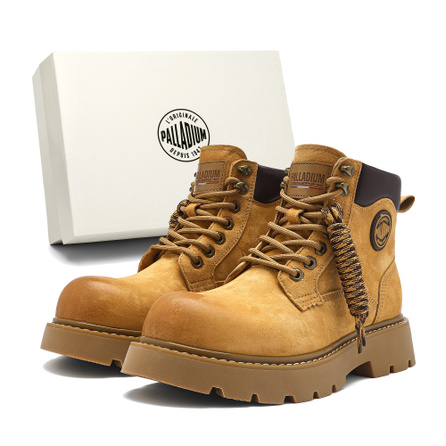Palladium British Style Maillard Suede Boots Fleece-Lined Winter Platform Boots Unisex Short-Cut Martin Boots
