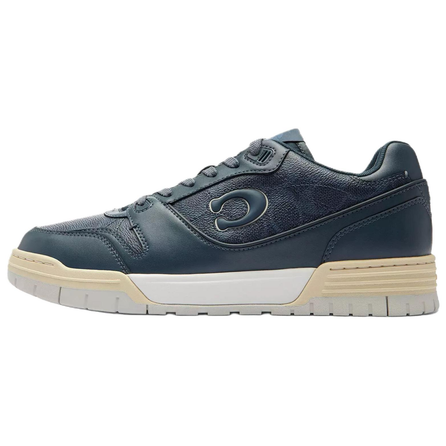 COACH Soho Leather Lace-Up Round Toe Low-Top Sneakers Men's Blue