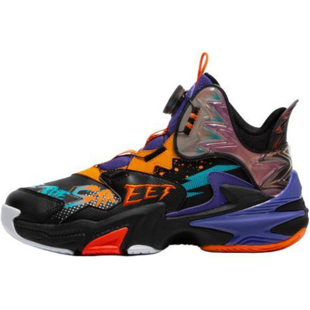QIAODAN Slip-Resistant Toe-Protection Waterproof High-Top Kids' Basketball Shoes Black Orange