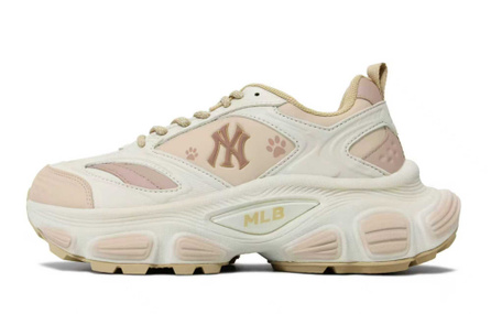 Custom SneakersMLB New York Yankees 'Walking Planet' Pink Khaki Cute Simple Versatile Graffiti Cartoon Heightening Breathable Low-Top Dad Shoes Unisex White-Pink
