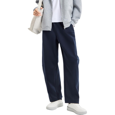 Erke Comprehensive Training Series American High Street Minimalist Fashion Daily Commute Casual Comfortable Versatile Thickened Fleece Slimming Straight Knit Sweatpants Unisex Black Obsidian Blue