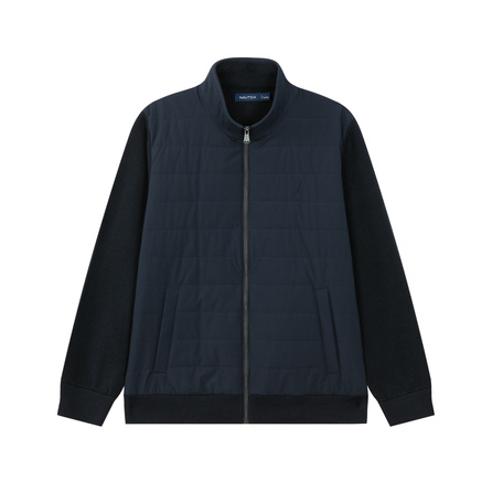 NAUTICA Comfortable Versatile Solid Color Casual Patchwork Stand Collar Warm Jacket Coat Men's
