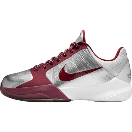 Nike Zoom Kobe 5 Comfortable Fit GS Bounce Breathable Support Low-Top Basketball Shoes Silver-Red Unisex