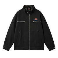 Dickies American Retro Washed Workwear Stand Collar Top Classic Horseshoe Brand Logo Urban Techwear Fashion Versatile Street Trendy Genderless Commute Windproof Comfortable Casual High Street Jacket Unisex черное
