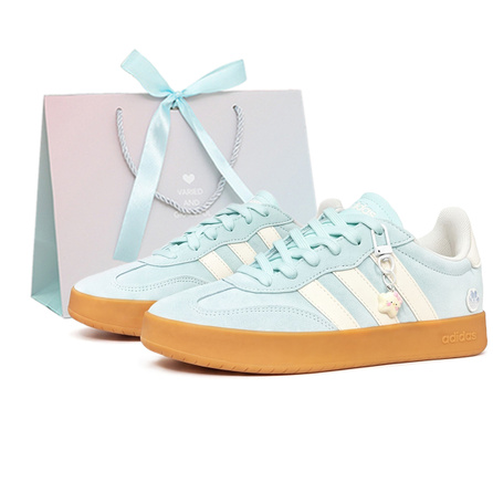 [Custom Sneakers] adidas BARREDA Mint Milk Green Gift Bag Suede Macaron Cute Fresh GS Squeak Sound Couple Sweet Dopamine Trendy Versatile Campus Style Wear-Resistant Low-Top German Trainer Shoes Unisex
