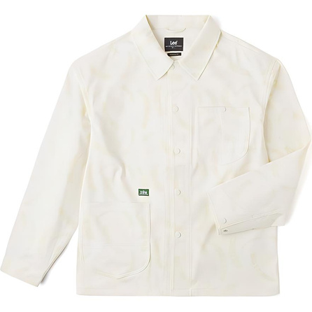 Lee All-Over Letter Print Solid Color Collar Single-Breasted Drop-Shoulder Long Sleeve Jacket Coat Men's Cream White