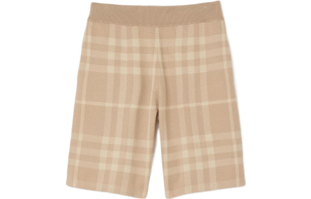 Burberry SS23 Check Wool Silk Jacquard Shorts Brown