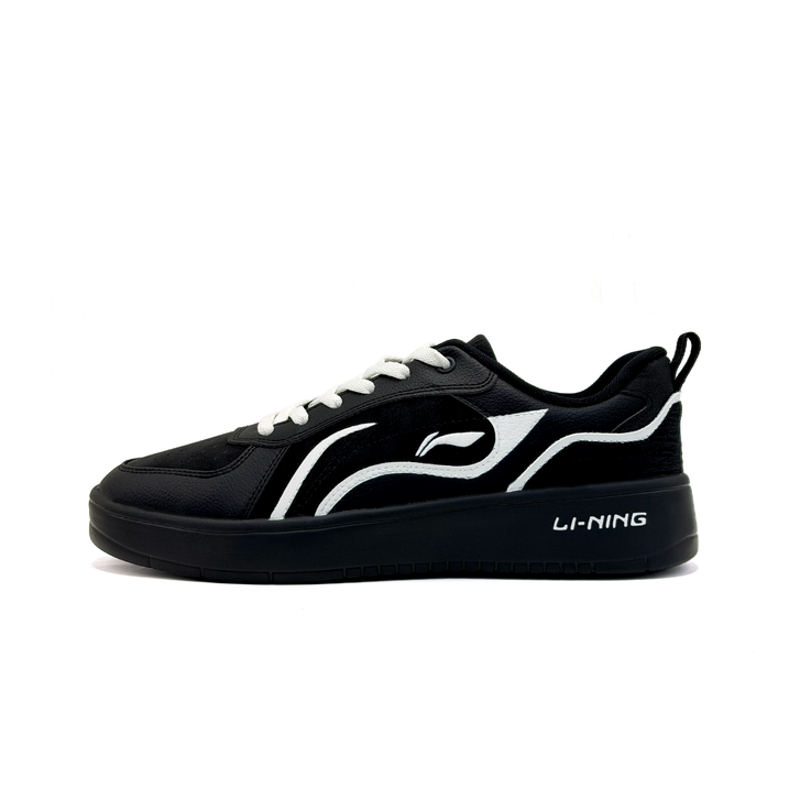 Custom SneakersLiNing Li-Ning Sui Sui Infinite Black Synthetic Leather Trendy Shoes Niche Versatile Cushioning Wear-Resistant Sports Casual Warm Lightweight Waterproof Slip-Resistant Low-Top Skate Shoes Unisex Black