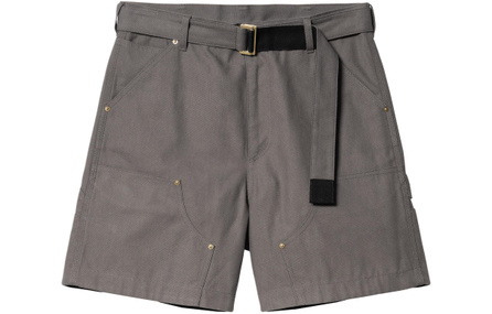 Sacai x Carhartt WIP Collaboration SS24 Solid Color Straight Leg Zipper Comfortable Loose Cargo Shorts Men's Gray