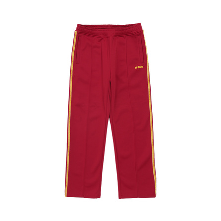 NERDY Classic Letter Double-Stripe Woven Track Pants Unisex Dark Red