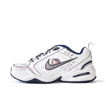 Nike Air Monarch 4 Anti Slip Wear Resistant Low Top Chunky Sneakers Unisex White Purple