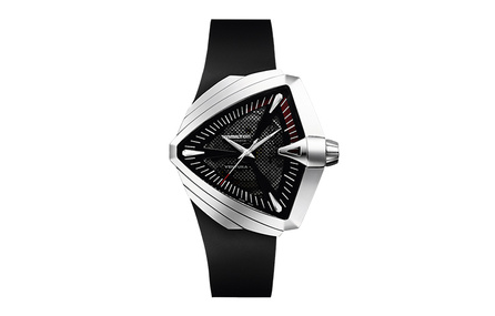 HAMILTON Automatic Mechanical Movement 50m Water Resistant Men's Watch Swiss 46mm Black Dial Stainless Steel Case Rubber Strap