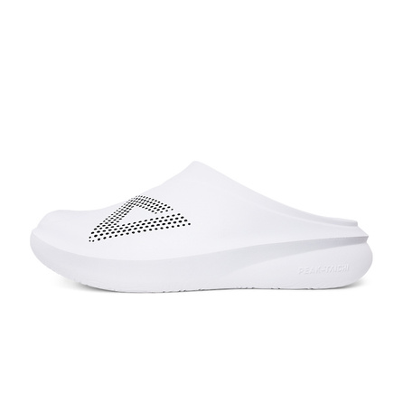 Peak Taichi Xian Dou Mule Lazy Shoes Casual Versatile Outdoor Soft-Bounce Silent Running Anti-Wear Toe-Covered Slippers Men's White-Black