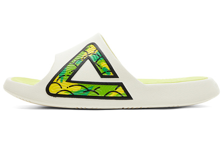 Peak Tai Chi Classic Slides Seven-Colored Erythrina Snake Series 'Tea Sipping' Colorway Snake Year Zhouzhou Comfort Trendy Anti-Slip Anti-Wear Flip-Flops Men's Canvas White/Green