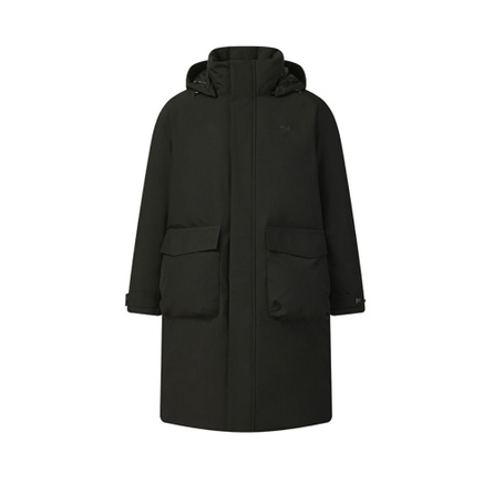 FILA MILANO Men's Black Long Hooded Goose Down Puffer Jacket