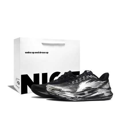 [Custom Sneakers] Li-Ning Chitu 9 Ink Blade Gift Bag Zanchen Custom Trendy Niche Hand-Painted Jacquard Rebound Height-Enhancing Breathable Low-Top Rubber EVA Casual Racing Running Shoes Men's Black Silver Contrast Graffiti