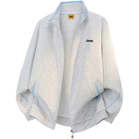 Jeep Casual Series Outdoor Mountain Style Comfortable Minimalist Lightweight Personalized Stand Collar Solid Color Jacket Unisex Белый цветок серого цвета