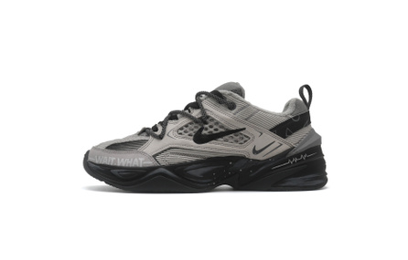 [Custom Sneakers] Nike M2K Tekno 'Heartbeat Alert' Techwear Distressed High-End Niche English Signature Graffiti Trendy Versatile Wear-Resistant Low-Top Dad Shoes Unisex Black Gray