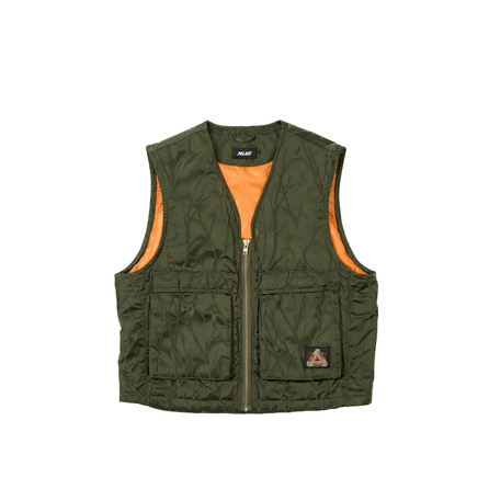 PALACE x PORTER Collaboration FIELD VEST FW24 Zipper V-Neck Casual Double Pocket Pleated Loose Vest Unisex Olive Green