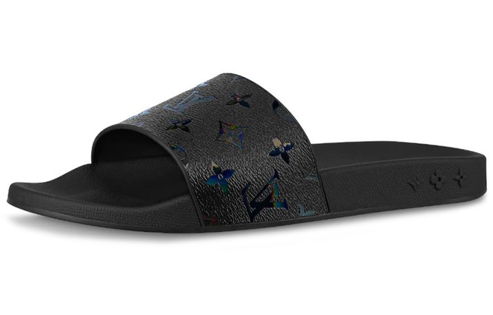 Louis Vuitton Waterfront Monogram Iridescent Rubber Slides Black