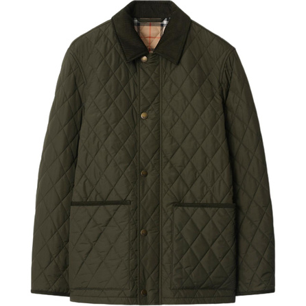 Burberry SS25 Check Waterproof Nylon Side Pocket Zipper Snap Quilted Barn Jacket Padded Coat Men's
