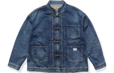 MADNESS Solid Color Pocket Design Jacket Men's Blue