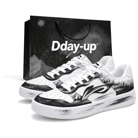 Custom Sneakers Li-Ning Floating Boat Cangmo Gift Bag Edition Versatile Campus Personalized Minimalist Hand-Painted Hip-Hop Trendy Shock-Absorbing Wear-Resistant Low-Top Skate Shoes Men's Black White